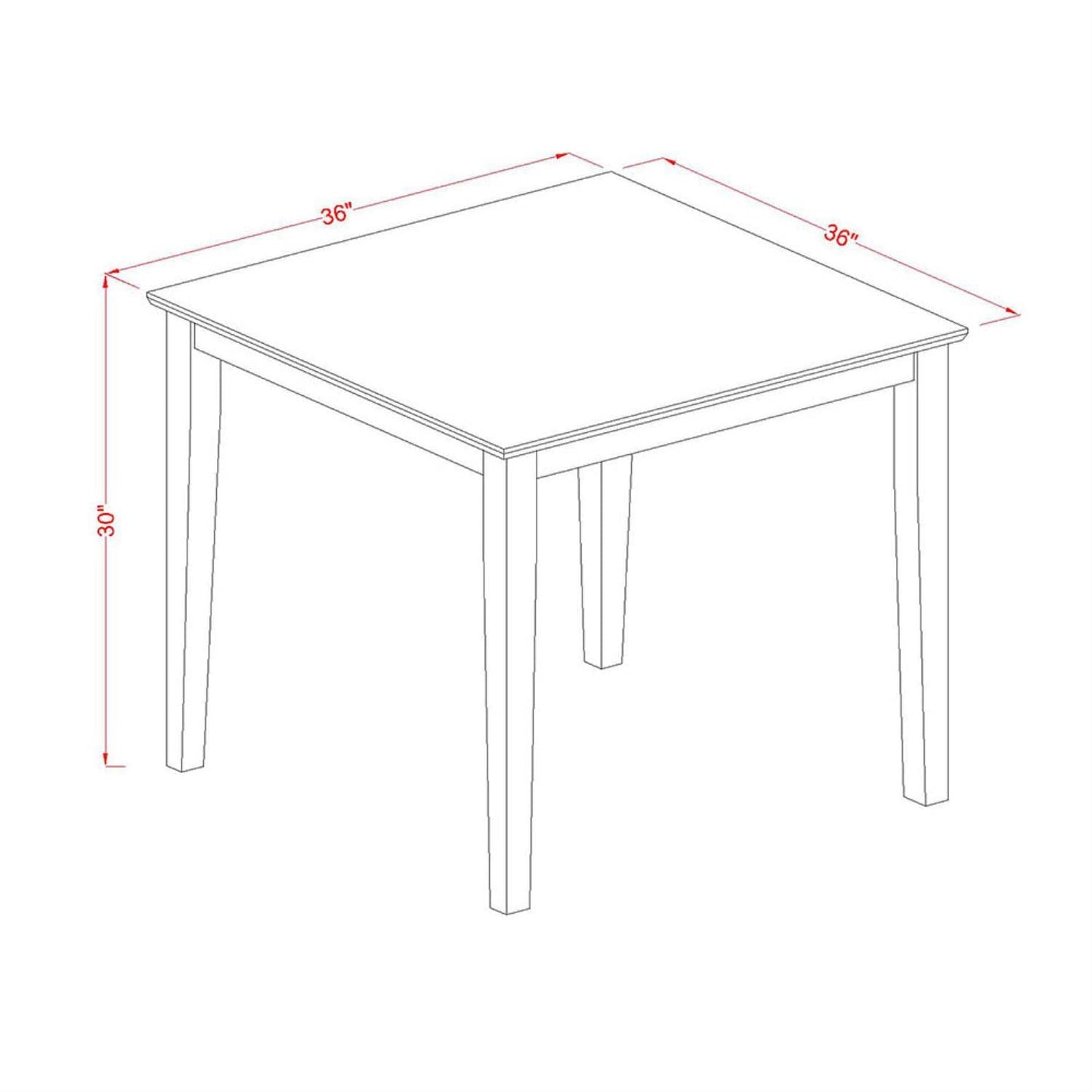 East West Furniture OXCA5-MAH-W Oxford 5 Piece Room Furniture Set Includes a Square Dining Table and 4 Wood Seat Chairs, 36x36 Inch - WoodArtSupply