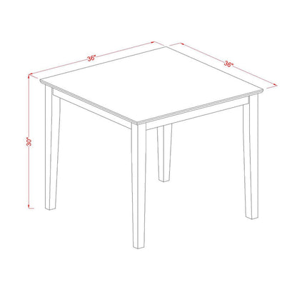 East West Furniture OXCL3-MAH-W Oxford 3 Piece Modern Set Contains a Square Wooden Table and 2 Dining Chairs, 36x36 Inch - WoodArtSupply