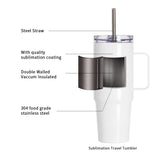 PYD Life Sublimation Tumblers Blanks with Handle 30 OZ White Coffee Mugs Insulated Reusable Travel Cups with Leakproof Lid and Stainless Straw for Tumbler Heat Press 4 Pack PYD Life