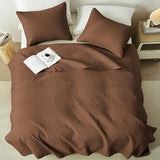 akkialla Full/Queen Quilt Bedding Set,Brown Ultrasonic Quilt Set,Lightweight Soft Bedspread Coverlet,Modern Style Coin Pattern Bed Cover for All Seasons,3 Piece(1 Quilt,1 Pillow Shams) akkialla