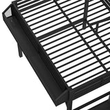 Bellemave Full Loft Beds with Storage Beside Shelves and Wardrobe, Metal Loft Bed with LED Lights and USB Ports, Heavy-Duty Loft Bed Frame for Teens, Adults, Noise-Free & Space-Saving, Black Bellemave