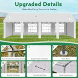 EROMMY 20x30ft Party Tent, Heavy Duty Large Wedding Canopy Outdoor Carport with 8 Removable Sidewalls, 2 Roll-up Doors, 3 Storage Bags, Gazebo Shelter Tent for Party Event Commercials, White EROMMY