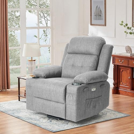 BETISEF Power Lift Recliner Chair for Elderly with Massage & Heat,Linen-Cotton, Electric Recliner with USB Ports, Cup Holders, Side Pockets, Lift Chair for Living Room, Bedroom BETISEF