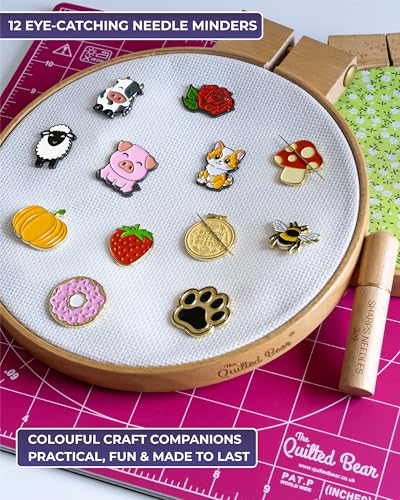 The Quilted Bear Needle Minder - Needle Minder Magnet for Keeping Sewing & Embroidery Needles, Cross Stitch Needles Safe When Stitching Cross Stitch Supplies & Embroidery Supplies (Strawberry) The Quilted Bear
