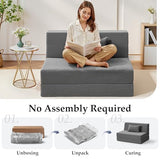 Youzi Folding Sofa Bed Convertible Sleeper Chair with Pillow, 4-in-1 Foldable Mattress Futon Couch Bed to Lounge Chair for Living Room, Bedroom, Dorm & Guest, Washable Cover, Dark Gray, Single Youzi