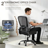 Mimoglad Ergonomic Office Chair - BIFMA Certified, Flip-up Armrests & 135° Recline, Adjustable Lumbar Support - Space-Saving Task Chair for Business/Team Office & Home (Black, 350lbs) Mimoglad
