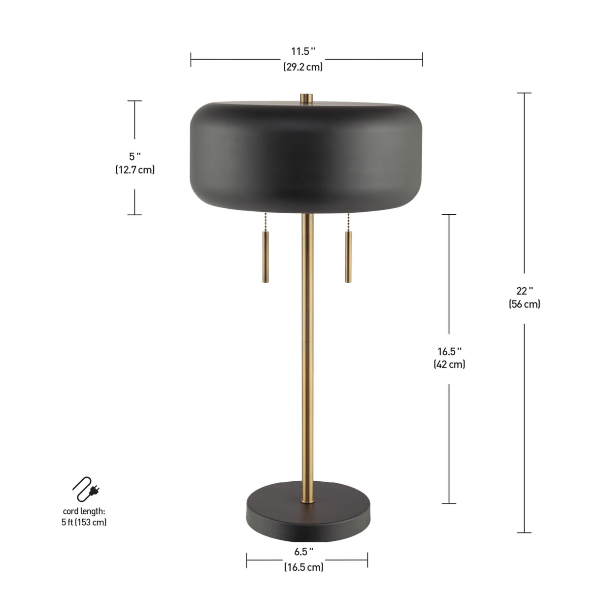 Globe Electric 67347 22" 2-Light Table Lamp, Metallic Dark Gray, Table Lamp for Living Room, Dual Pull Chains, Lamps for Bedrooms, Nightstand, Room Décor, Home Improvement, Home Office Accessories Globe Electric