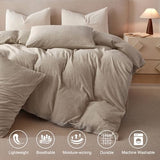 BFS HOME Linen Duvet Cover Twin Size - Soft Breathable Cotton Linen Blend, 3-Pieces Bedding Set with 2 Pillowcases, Stonewashed Texture, Khaki, All-Season Comfort BFS HOME