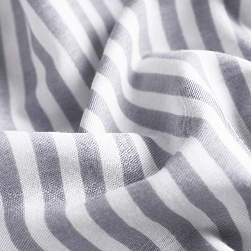 Wake In Cloud - Striped Cotton Duvet Cover Set, Ticking Stripe Pinstripe Farmhouse, 100% Cotton Bedding Set, 3 Pieces, Gray White, Full Size Wake In Cloud