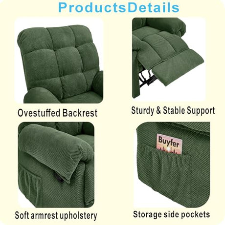 Rocker Recliner Chair, Manual High Back Glider Recliner Nursery Chair with Padded Footrest, Ergonomic Overstuffed Lounge Armchair, Comfy Reading Accent Chairs for Living Room, Bedroom, Nursery, Green Duigonp