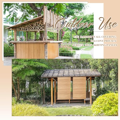 Juexica 1 Pcs Natural Bamboo Wall Panel for Interior Wall 48'' x 96'' Bamboo Covering Renewable Pole Wainscoting Room Divider Decor for Bedroom Living Room Kitchen Island Office (Carbonized) Juexica