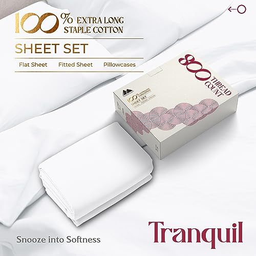 Mayfair Linen 100% Egyptian Cotton Sheets Full Size Set of 2 - Luxury High Thread Count Egyptian Cotton Full Sheets Set (8 PC, White), 16" Deep Pocket, Silky Soft, Cooling, Sateen Weave Bedding Mayfair Linen