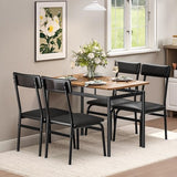 Garvee 5 Piece Dining Table Set, Wooden Kitchen Table Set with 4 PU Upholstered Chair, Industrial Metal Frame Dinette Set for Dining Room, Home Dinner, Party, Apartment, Studio, Black Garvee