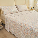Viviland Floral Twin Sheet Set - 3 Piece Vintage Light Orange Flower Patterned Bed Sheets - Soft, Breathable Microfiber Sheets with Deep Pocket, Non-Slip Fitted Sheets & Pillowcases Viviland