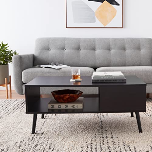 Furinno Claude Mid Century Style Coffee Table with Wood Legs, Espresso Large Non-Lift Top Furinno