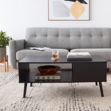 Furinno Claude Mid Century Style Coffee Table with Wood Legs, Espresso Large Non-Lift Top Furinno