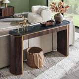 OKD Modern Fluted Console Table, 63" Long Narrow Entryway & Sofa Tables for Hallway, Tall Accent Table Behind Couch for Foyer Living Room, Dark Walnut OKD