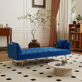 KEIKI 72" Futon Sofa Bed, 2-in-1 Loveseat, Velvet Upholstered Couches for Living Room, Sofa Sleeper for Small Space, Small Apartment Friendly Modern Home Soft Comfortable Folding Bed, Blue KEIKI
