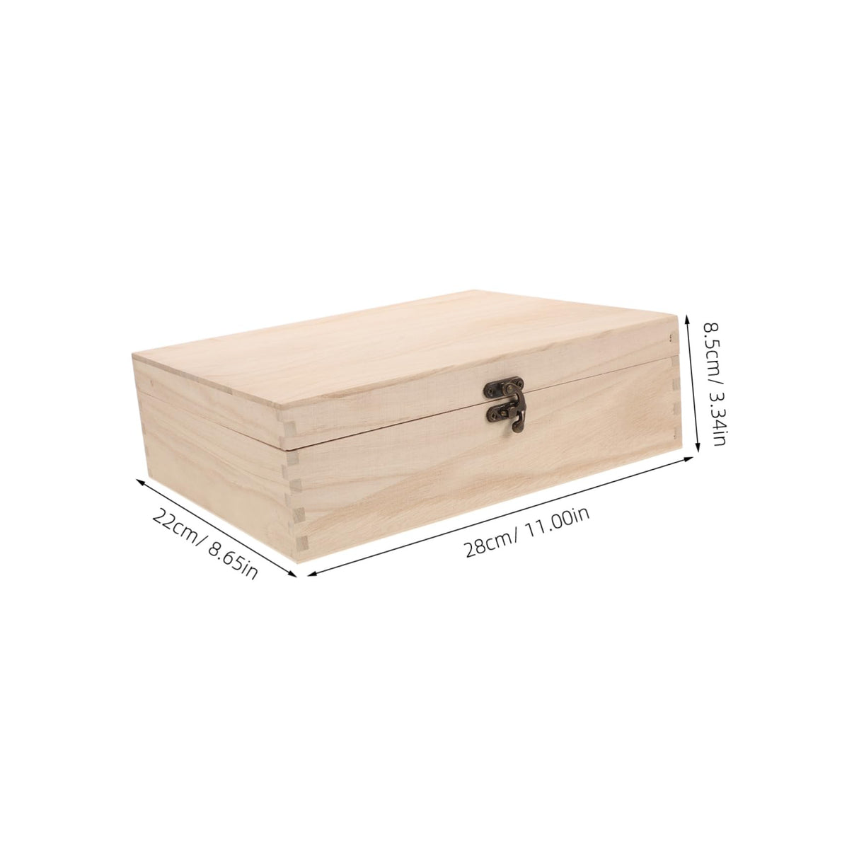LALADEFIEE Unfinished Jewelry Box DIY Wooden Trinket Box Wood Storage Box Keepsake Jewelry Box with Locking Clasps for Rings Earrings Necklaces Watches Bracelets LALADEFIEE