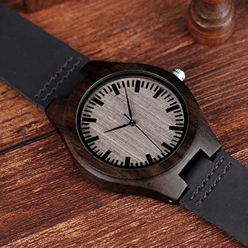 BOBO BIRD Mens Customized Engraved Wooden Watches Quartz Casual Wristwatches for Men Husband Boyfriend Dad Son Family Friends Personalized Gift (for dad from Daughter 2) - WoodArtSupply