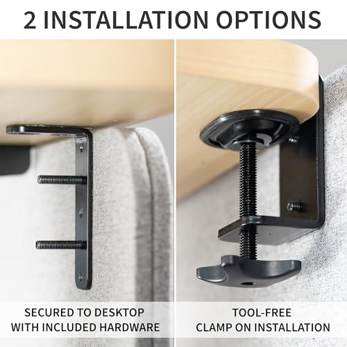 VIVO Clamp-on/Screw-on 71 x 24 inch Privacy Panel System, Sound Absorbing Cubicle Desk Divider, Acoustic Partition, 2 Panels, Gray, PP-2-V072G VIVO
