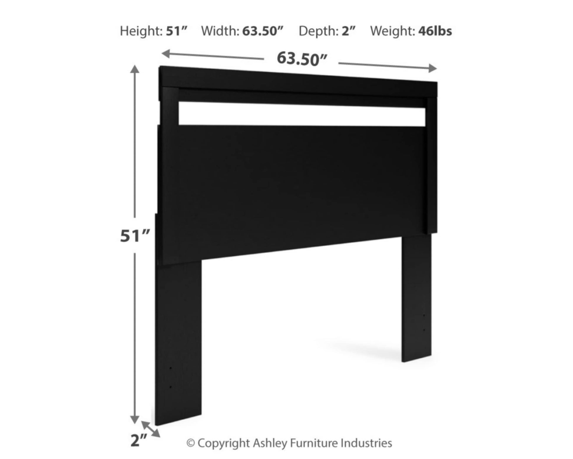 Signature Design by Ashley Finch Modern Headboard ONLY, Queen, Black - WoodArtSupply