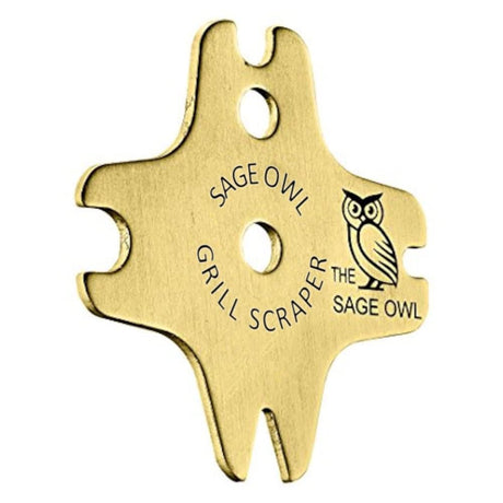 Sage Owl Bristle-Free Brass BBQ Grill Scraper – Safe Grill Cleaner for Outdoor Grills, Porcelain Grates, Smoker Accessories, Cooking Gadgets, and Barbecue Grilling Tools – Small Gifts for Dad The Sage Owl