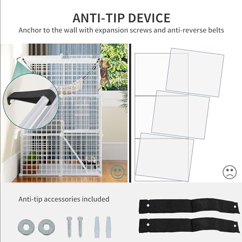 YITAHOME 4-Tier Large Cat Cage, Indoor Enclosure Metal Wire Kennels DIY Cat Playpen with Large Hammock for 1-3 Cats White YITAHOME
