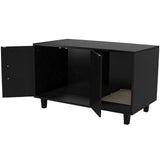 GDLF Modern Wood Pet Crate Cat Washroom Hidden Litter Box Enclosure Furniture House as Table Nightstand with Scratch Pad,Stackable (Black) GDLF