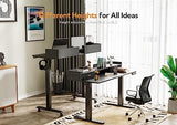 Claiks Standing Desk with Drawers, Stand Up Electric Standing Desk Adjustable Height, Sit Stand Desk with Storage Shelf and Splice Board, 48 Inch, Black Claiks