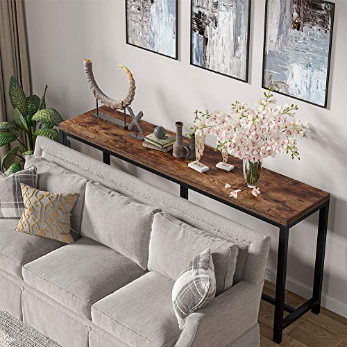 Tribesigns 70.9 inch Extra Long Console Table Behind Couch, Easy Assembly Sofa Table for Living Room Small Space, Rustic Industrial Narrow Entryway Hallway Table (Brown) Tribesigns