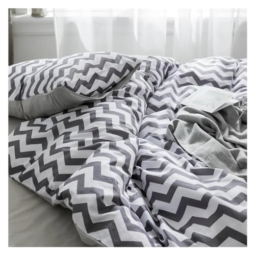 YUSIWOAL Black white Wave pattern Bedding Set Cotton Duvet Cover Set Twin Queen King Single Double Europe Family Size Bed Line,Summer Duvet Cover sets(C,King Size 4pcs) YUSIWOAL