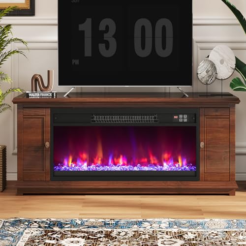 COSTWAY 26 Inch Recessed Fireplace Heater, Electric Fireplace Insert w/Multi-Color Flame & Crystal Ember Bed, Remote Control, 9H Timer, Built-in Thermostat & Overheat Protection, 1500W COSTWAY
