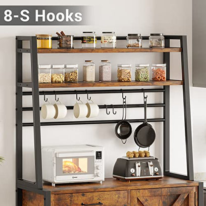 Rustic Brown Itaaar Baker's Rack with Wine Rack and Storage for Kitchen and Coffee Bar