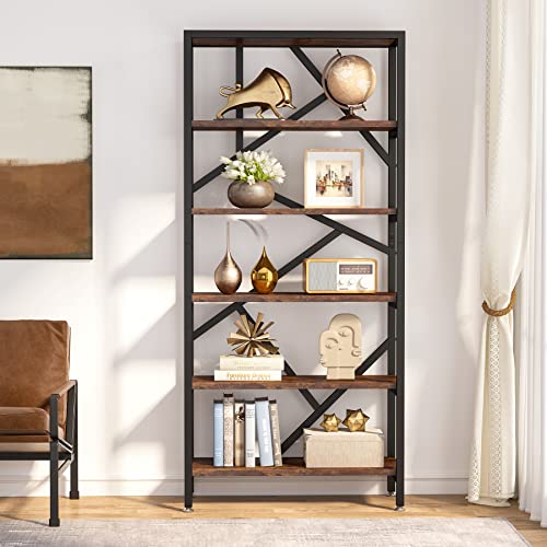 Tribesigns Vintage Industrial 6-Tier Bookshelf - 71 Inch Tall Open Etagere Bookcase in Brown Tribesigns