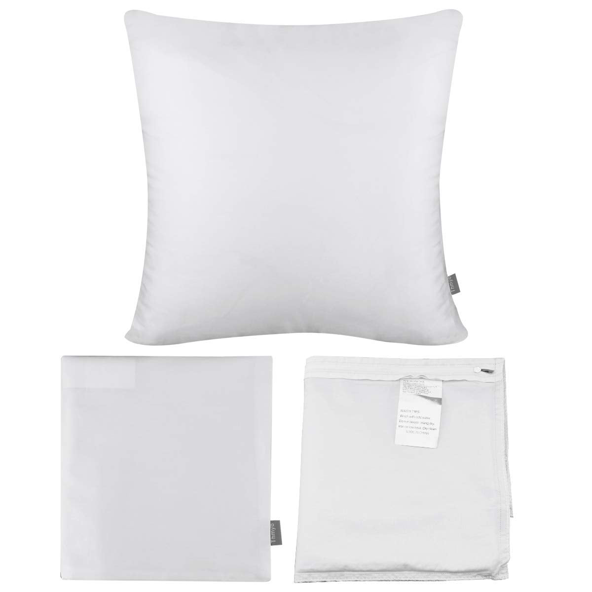 Thmyo 4-Pack 100% Cotton Comfortable Solid Decorative Throw Pillow Case, Square Cushion Cover Pillowcase Sublimation Blank Pillow Covers Christmas DIY Throw Pillowcase for Bed(18x18inch/45x45cm,White) Thmyo