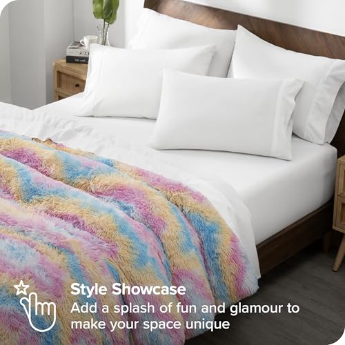Bare Home Shaggy Fleece Duvet Cover Full Size - Boho Plush Duvet Cover - Super Soft & Luxury - Hidden Zipper Closure - All Season Bedding (Full, Multi Tie-Dye) Bare Home