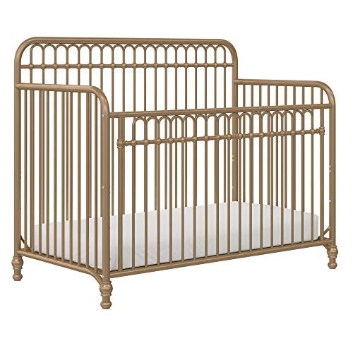 Little Seeds Ivy 3-in-1 Convertible Metal Crib, JMPA Certified, Gold Little Seeds