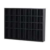 ARRAWIS Black Shot Glass Display Case 18" x13" Solid Wood Wall Mounted Collection Cabinet 28 Slots Small Curio Cabinet Rack (No Door) ARRAWIS