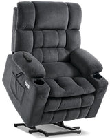 Tami Tami Dual Motor Power Lift Chair Recliner for Elderly with Massage and Heat, Infinite Position Electric Lift Recliner with Adjustable Headrest, USB (T6015 - Plush Fabric, Dark Gray, Medium)