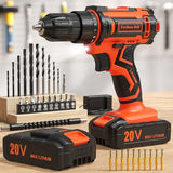 Cordless Drill, 20V Power Drill, Double 2000mAh Batteries Electric Drill, Cordless Drill with Battery and Charger, 3/8" Keyless Chuck Battery Drill with 25+1 Max 370 In-lb Torque, 42Pcs Drill Bits VIWKO
