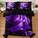 WONGS BEDDING Purple Comforter Set Twin, Reversible Purple Rose Pattern Printed Bedding Down Comforter with 1 Pillowcases for All Seasons, Soft Microfiber Filling Bedding Set 90"x68" WONGS BEDDING