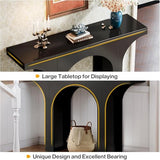 Tribesigns 47 Inches Console Table, Black Entryway Table, Modern Hallway Table, Sofa Table with Arch Base, Unique Foyer Table, Behind Couch Table, Wooden Long Accent Table for Living Room, Entrance Tribesigns