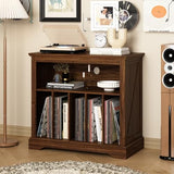 RowyPoey Large Farmhouse Record Player Stand, Turntable Stand with Vinyl Storage, Wood Record Holder Storage Cabinet Dispaly Shelf for Living Room, Bedroom, Office, Brown RowyPoey