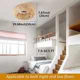 ainqiant Boho Caged Ceiling Fan with Light Flush Mount, 20 Inch Enclosed Rattan Ceiling Fans with Lights and Remote Control,Low Profile 6 Speeds for Bedroom, Living Room ainqiant
