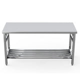 24 x 60 Inch Stainless Steel Folding Table for Prep & Work, NSF Commercial Heavy-duty Stainless Steel Kitchen Island with Undershelf for Restaurant and Home Fashionwu