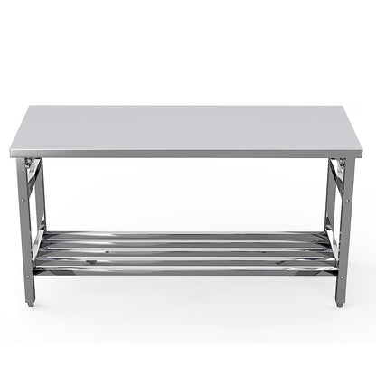 24 x 60 Inch Stainless Steel Folding Table for Prep & Work, NSF Commercial Heavy-duty Stainless Steel Kitchen Island with Undershelf for Restaurant and Home - WoodArtSupply