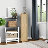 Iwell Tall Bathroom Cabinet with Doors, Rattan Storage Cabinet with Adjustable Shelves, Freestanding Narrow Linen Cabinet for Living Room, Entryway, Kitchen, Home Office, Natural Iwell
