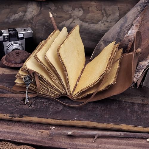 cuero Vintage Leather Journal - Antique Handmade Leather Bound journal with deckle edge paper for Men And Women Diary - Leather Sketchbook - Drawing Journal Notebook - Great Gift (5 by 7 inch) cuero