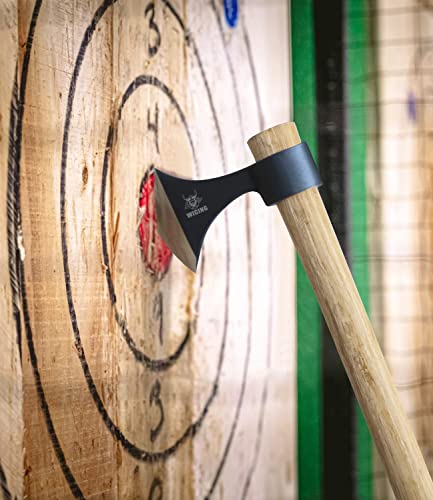 WICING Throwing Axes 3 Pack, 16.2-inch Throwing Tomahawks High Carbon Steel & Wooden Handle, for Axe Throwing Recreation and Competition WICING